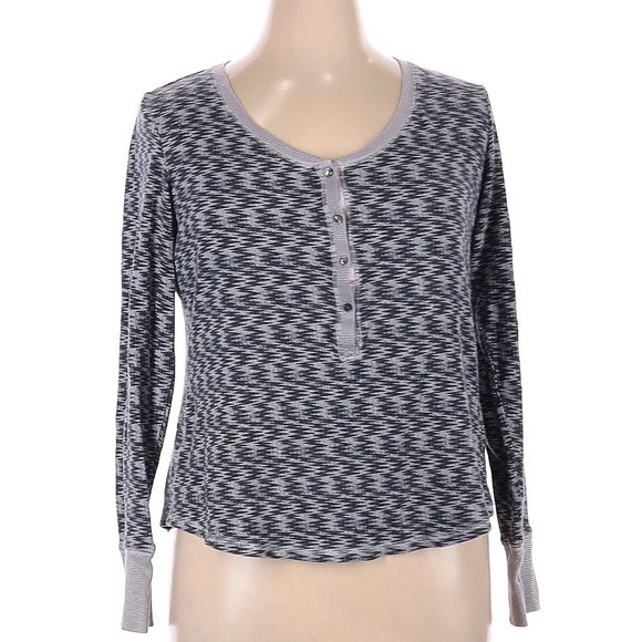 *Victoria's Secret Pink Gray Heather Long Sleeve Henley Top - Picture 1 of 2